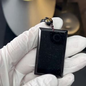 ≮923≯TIMESWIND Authentic Natural A-Type Jade Black Square Pendant Men Necklace Fashion Jewelry for Gift with Certificate