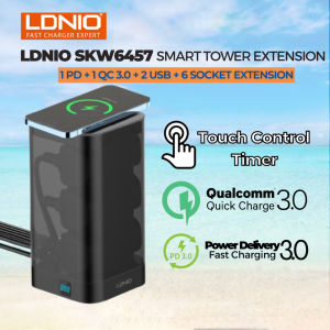 🇸🇬 [READY STOCK] Vertical Power Tower Extesnion Socket with Wireless Charger PD30W & QC3.0 Fast Charger Surge Protector