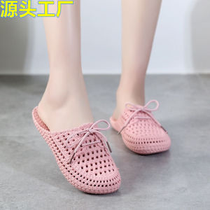 [Free Shipping] Summer Outdoor Wear Student Fashion Korean Style Lace-Up Clogs Breathable WomenS Casual Closed-Toe Slippers For Outdoor Use