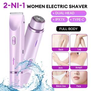 3‑in‑1 Electric Shaver Trimmer Wanita Pencukur Bulu Kemaluan Elektrik Waterproof Hair Removal Device for Full Body