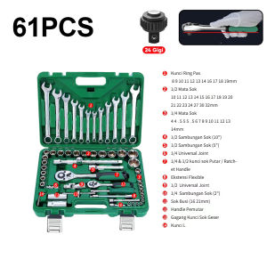 ISKU Kunci Shock Set 82 Pcs tool kit set 37/53/61/121pcs kunci set lengkap 1 box Kunci Socket Wrench