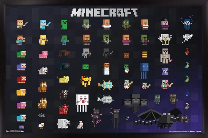 Minecraft สไปรต์โปสเตอร์ติดผนัง X เวอร์ชั่นกรอบสีดำ | Lazada.co.th