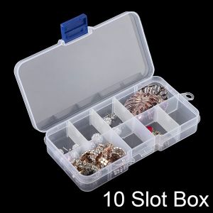 10 Slots Adjustable Small Organizer Box Transparent Clear Plastic Container Jewelry Craft Beads Fishing Hook Small Accessories Storage Box Tools 12.5x2.2x6.5cm