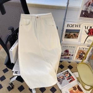 rok jeans korean style rok celah samping panjang denim a line skirt jumbo kekinian fashion bigsize