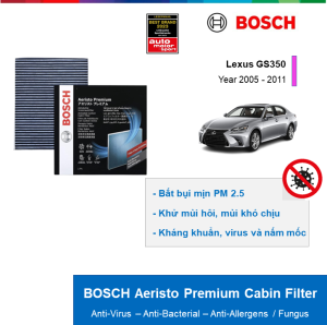 LỌC GIÓ ĐIỀU HÒA THAN HOẠT TÍNH CAO CẤP BOSCH AERISTO PREMIUM: LEXUS GS350 ĐỜI XE 2005 ĐẾN 2011