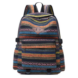 Hot-selling Cotton and Linen Fabric Ethnic Style Backpack Large Capacity Womens Casual Bag Mens Outdoor Travel Backpack