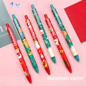 5/10pcs 0.5mm Kawaii Christmas Press Black Ink Gel Pen Cartoon Christmas Dear Santa Claus Printed Student Signature Pen Lovely Comfortable Press Neutral Pen