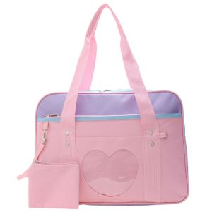 SPDD Heart JK Uniform Itabag Ox Cloth Zipper Shoulder Bag Sweet Japanese Preppy Style Transparent Bags Small Item Bag