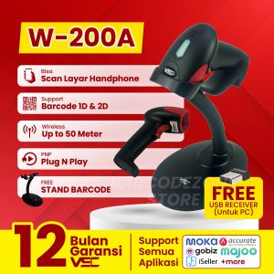 2D WIRELESS BARCODE SCANNER VSC W-200A STAND (QR-CODE E-FAKTUR PDF)