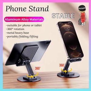 Aluminum Alloy Mobile Phone Holder Foldable Portable Stand Desktop Phone Tablet Holder 360 Rotation Phone Stand