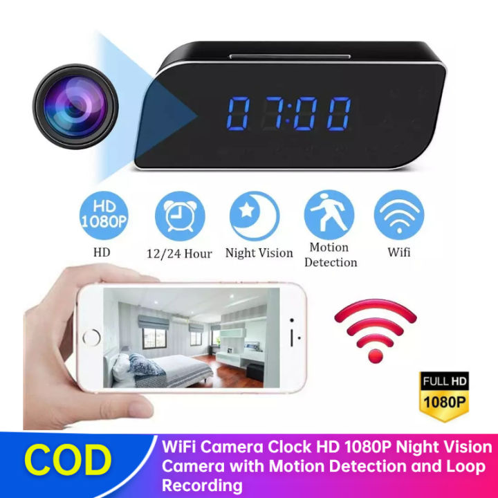 Mini Camera Alarm clock 1080P HD Night Vision monitor WIFI webcam mini