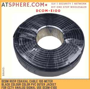 DCOM RG59 Coaxial Cable 100 Meter Black Color Colour PVC Outer Jacket for CCTV Analog Signal use DCOM-E100