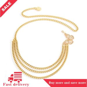 [COD] Temperament Butterfly Waist Chain Elegant Multi-Layer Butterfly Tassel Waist Chain Belt For Women Fashion Metal High Waist Body Chain Dress Lady Belt