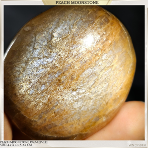 PEACH MOONSTONE PALM *HIGH QUALITY*HIGH SHINE [SV28]FROM INDIA - Strength Self-Confidence Creativity