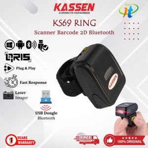 Kassen KS69 Scanner Barcode 2D Ring Cincin Bluetooth USB Scan Barcode QR Efaktur KS-69 Ring
