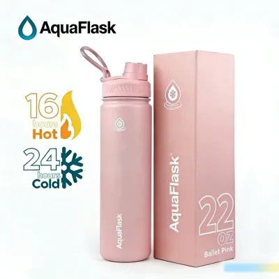 AquaFlask (22oz) Wide mouth w/ flip cap Vacuum Insulated Stainless Steel Drinking Water Bottle