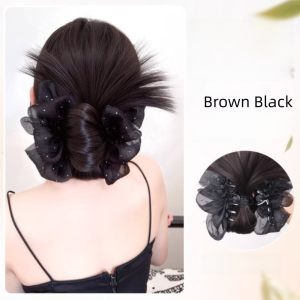 HESONG with Mesh Hair Bun Claw Clip Fluffy Synthetic Bun Head Wig  Natural Wig Hair Clip Women