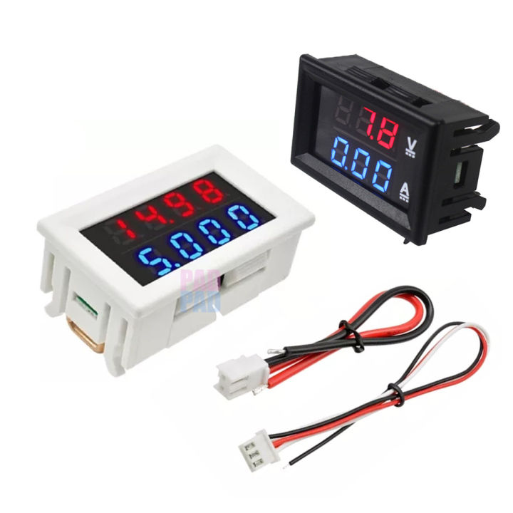 Digitales Volt- Und Amperemeter – DC 0-100V / 0-10A Messgerät Mit Blau-roter LED-Anzeige