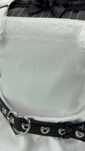 New Product   Retro black and white stripes Lolita Maid outfit subculture Japanese cute apron set cos Dress