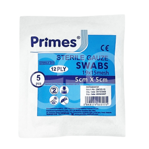 Primes Sterile Gauze Swab 12ply ( 5cm x 5cm/ 7.5cm x 7.5cm/10cm x 10cm ) 1pack = 5pcs