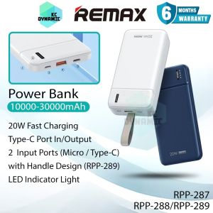 Remax RPP-287 10000mAh Powerbank 20W Fast Charging Power Bank Remax RPP-288 20000mAh Powerbank Pure Series Remax RPP-289 30000mAh Powerbank Portable Pawer Bank Remax Powerbank