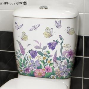 WP💓💛💖 Bathroom Toilet Seat Sticker Self-Adhesive Floral Butterfly Decals Toilet Stickers For Cistern Bathroom WC Restroom Decor