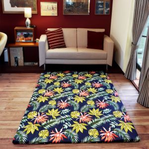 Kasur Lantai Ukuran 200x150cm Kasur Karpet Isi Busa Kuning Motif Bunga LP