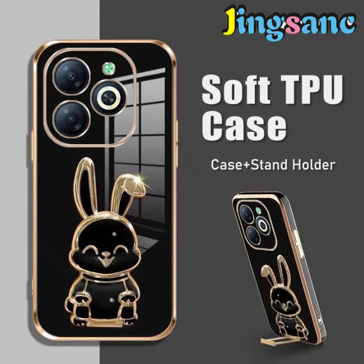 Jingsanc%20For%20Infinix%20Smart%208/Infinix%20Smart%208%20Pro%20Bracket%20Casing%20Electroplated%20Silicone%20Cute%20Phone%20Case%20With%20Rabbit%20Stand%20Holder%20Soft%20SiliconeTPU%20Back%20Cover%20a01-1%20-%20Image%2010