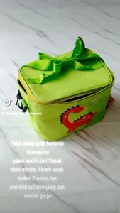 TECHNOPLAST Lungo Kids DINOCORN Lunch Box Botol + Sendok Garpu & Tas