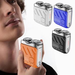 RETAO Double Head Mens Electric Shaver Mini ic Portable Rotary Razor Compact 9000 Revolutions Face Hair Remover Tool Father