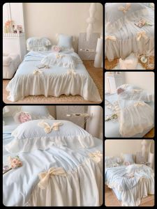 (💥CỰC RẺ) SET CHĂN TRẦN HÈ GA GỐI COTTON ĐŨI BÈO REN PHỐI NƠ 4 MÓN NHẬP KHẨU LOẠI 1