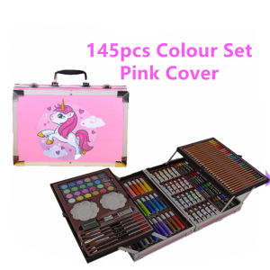 145pcs/set Kids Drawing Painting Set Watercolor Pens Suitcase Pencils Pigment Kit with Case