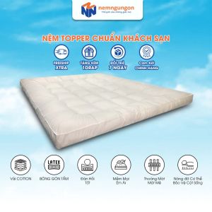 Topper khách sạn bông microfiber êm ái bồng bềnh dày 10cm có thun ràng