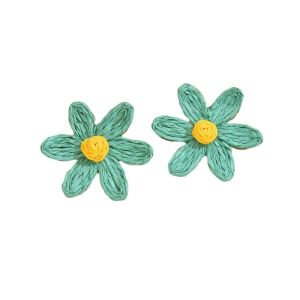 OEUVR Raffia Sunflower Earrings Ethnic Style Exaggerated Shape Flower Stud Earrings Elegant Bohemia Weaved Ear Accessories Lady