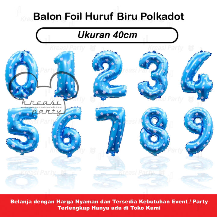 Balon Foil Angka Biru / Balon Angka Biru / Balon Foil Angka Biru