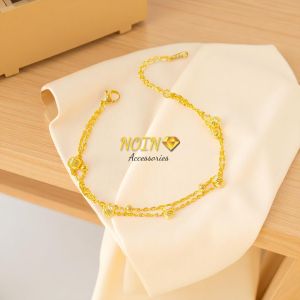 Noin - Gelang Titanium Dekoratif Manik Sederhana Anti Karat untuk Pakaian Wanita Sehari-hari Tidak Luntur