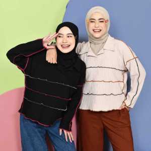 PROMO Knit Tops – Atasan Muslim Wanita – Blus Knit Lengan Panjang