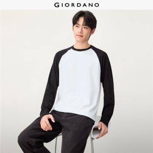 Giordano Beau Monde Men Contrast raglan sleeve crewneck tee Free Shipping 13026648
