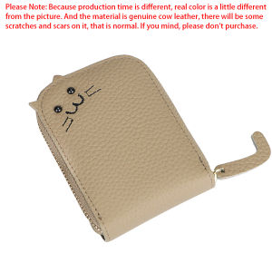 Royal Bagger Organ Multi-card Slots Card Holder Genuine Leather Cute Cat Coin Purse Classic Zipper Wallet for Women 1879