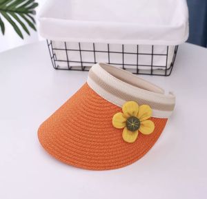 Mũ cói cho bé mũ cói đi biển mũ chống nắng cho bé nửa đầu đáng yêu có đính hoa nhiều màu sắc - Happy Life 4U
