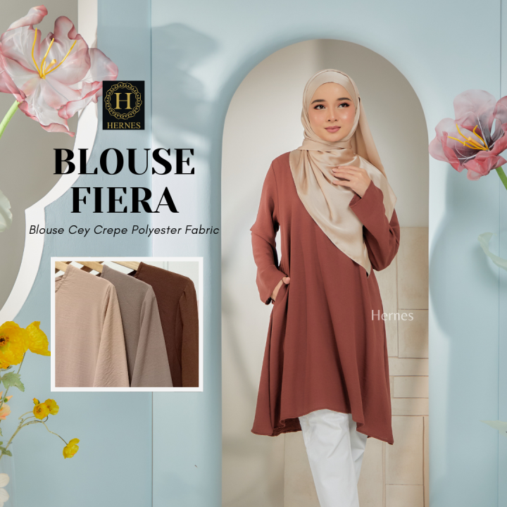HERNES BLOUSE FIERA BLOUSE WOMEN COTTON POLYCREPE BLOUSE MURAH TSHIRT MUSLIMAH  BLOUSE LABUH BLOUSE PLUS SIZE Plain Long Sleeve Blouse Soft Green Muslimah  Blouse Comfortable Ironless Blouse - Lazada | Lazada