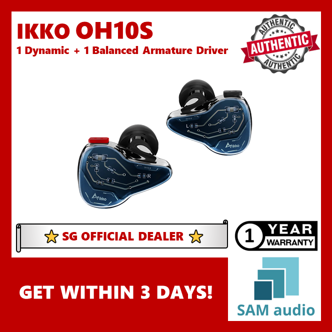 [🎶SG] IKKO OH10S Sapphire Mirage 1 Dynamic + 1 Balanced Armature Driver IEM