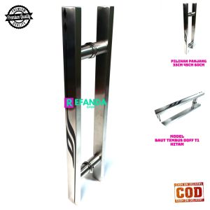 handle gagang pegangan tarikan pintu rumah model baut tembus untuk daun pintu kayu dan kaca pilihan panjang 33cm 45cm dan 60cm bahan stainless