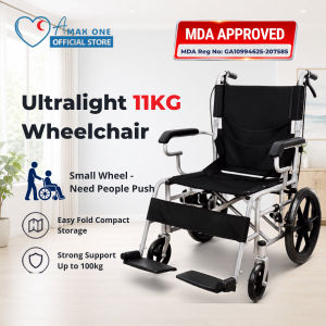 Ready Stock [Same-Day Delivery] 12KG Ultralight Foldable Mobility Wheelchair 18 Inch Seat Portable Travel Wheelchair