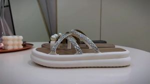 New Niche High-Heeled Sandals That DonT Look Fancy With A Unique Design Featuring A Wedge Heel And Toe-Loop For Outdoor Wear Thick-Soled Slip-On Sandals