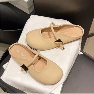 [Free Shipping] Soft-soled closed-toe slip-on sandals for women 2025 new spring/summer flat beach slip-on lazy shoes