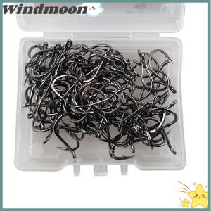 [Windmoon]🌟🌟【Hot Sale】🎈 Fishing Hooks Eyed Circle Jighead Barbed Fishhooks High Carbon Steel For Carp Fishing Material Goods Accessories Pesca