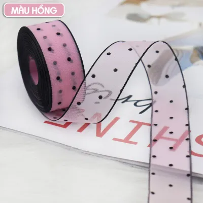 1 Mét ruy băng voan viền chấm bi trang trí sản phẩm quà tặng