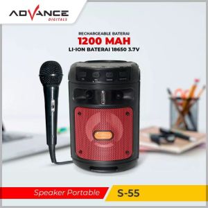 ADVANCE S-55 SPEAKER BLUETOOTH PORTABLE MUSIC BOX & KARAOKE FREE MICROPHONE