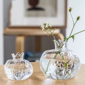 MODAQUICK สีแดงเเดง แจกันแก้วทับทิม ทับทิมทับทิมทับทิม โปร่งใสโปร่งใส แจกันผลไม้ มินิมินิ กระจกสำหรับผู้หญิง แจกันดอกไม้ไฮโดรโพนิก ของตกแต่งบ้าน